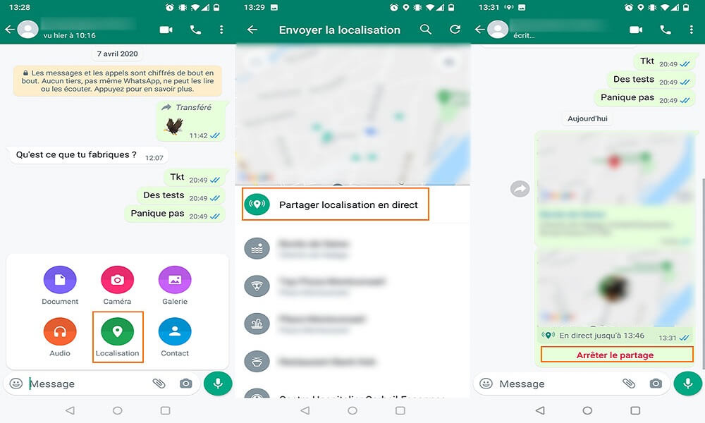  trouver maps sur WhatsApp