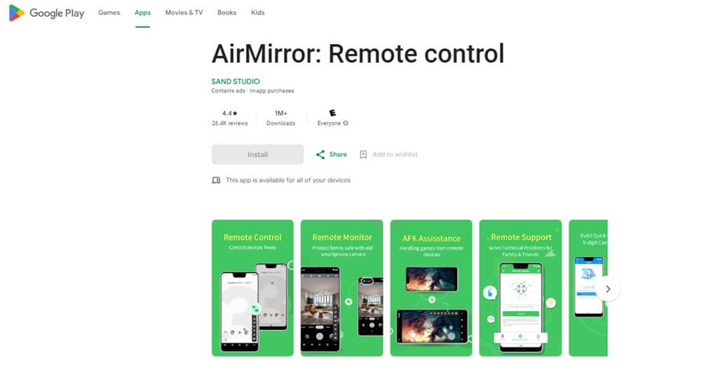 AirMirror phone monitoring app
