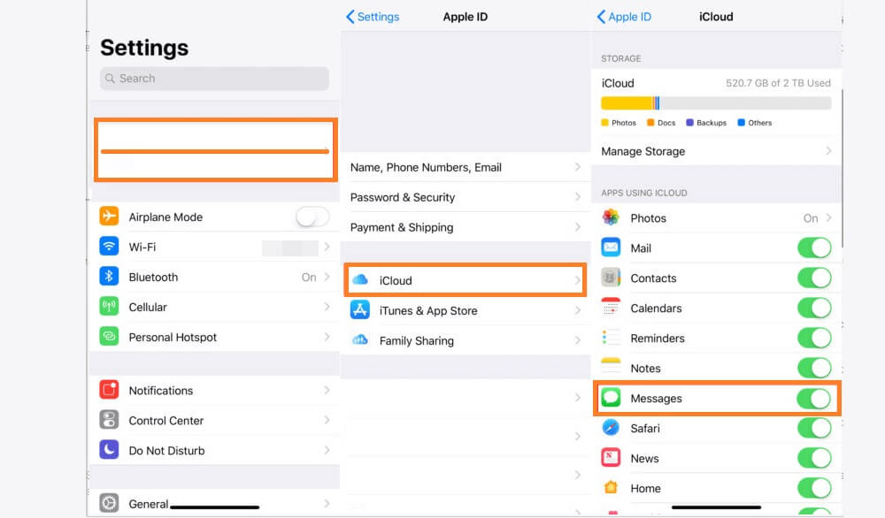 Enable iCloud and Message backup on the kids’ iPhone