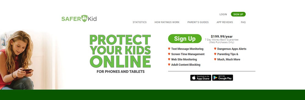 SaferKid text monitoring app