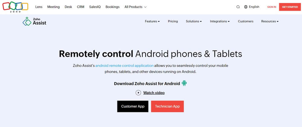 Zoho Assist phone monitoring app