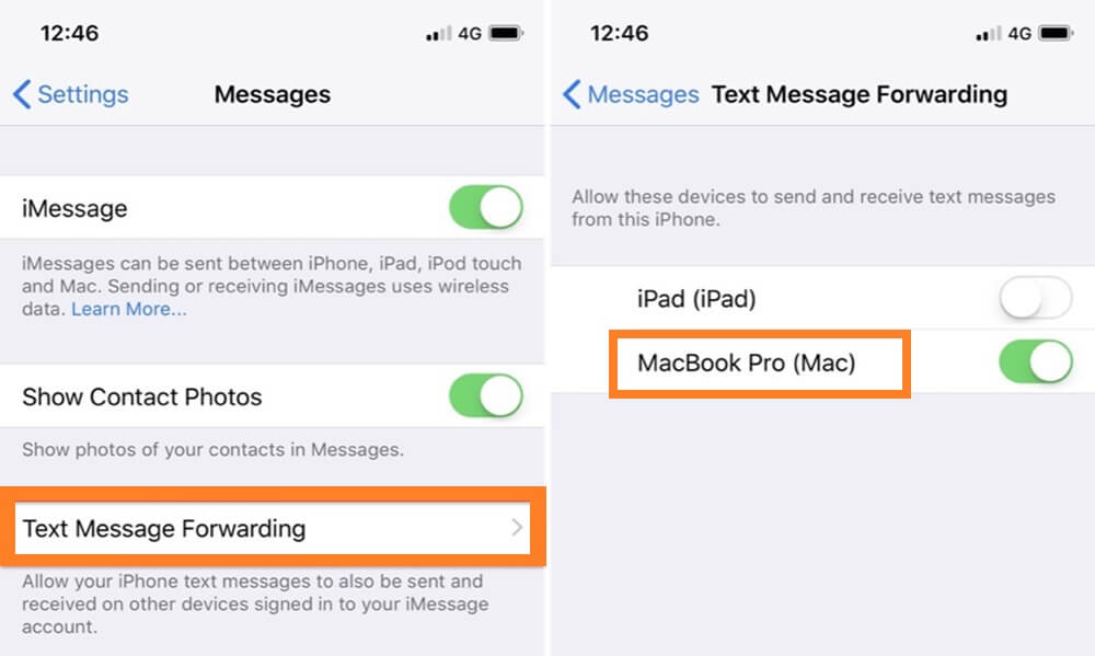 See someone else’s iMessages via text forwarding