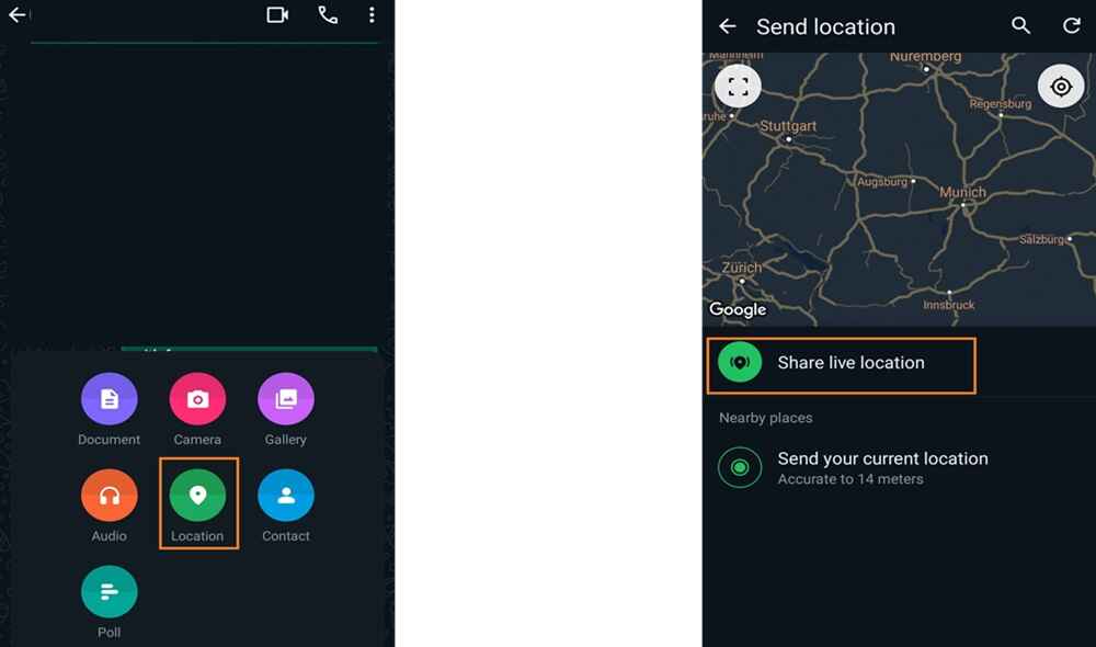 Track someone’s location via WhatsApp