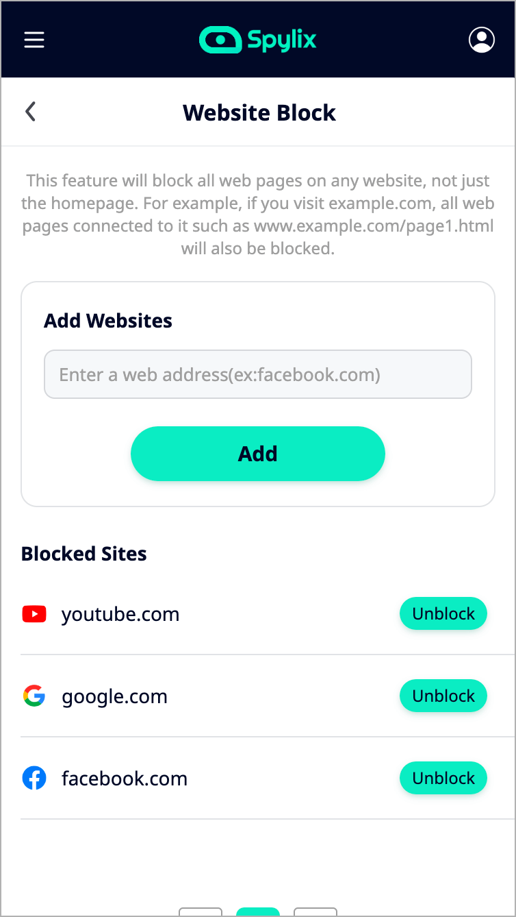 website X block